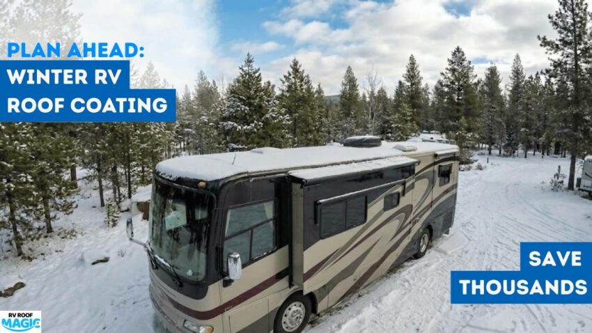 RV Roof Magic winter roof coating on RV, saving thousands of dollars