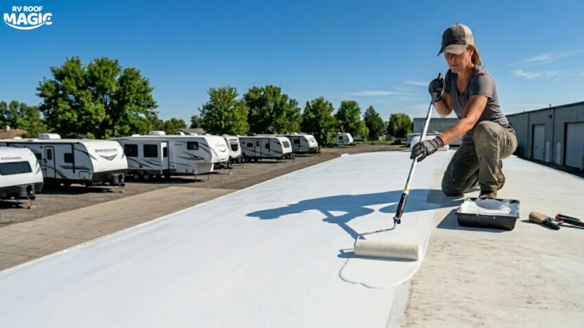 Step-by-step DIY RV roof leak repair using EPDM liquid rubber coating