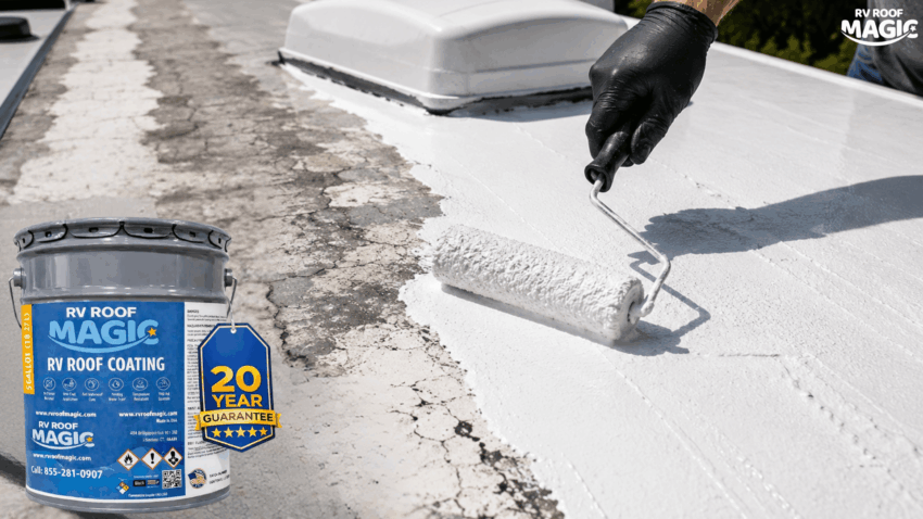 RV roof coating repair to seal cracks and prevent water damage before leaks get worse